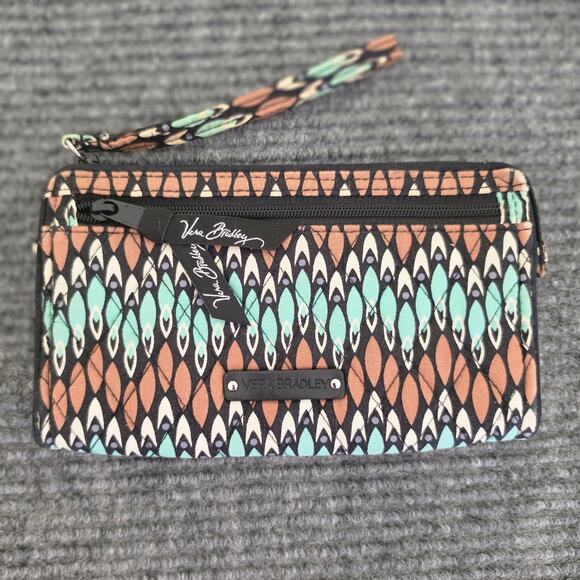Vera Bradley Handbags - Vera Bradley Sierra Stream Wristlet Wallet Teal Brown Geometric
